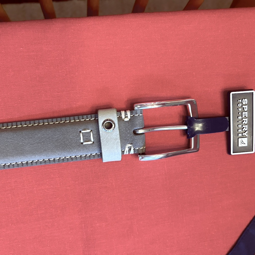 Sperry Genuine Leather Grey Belt